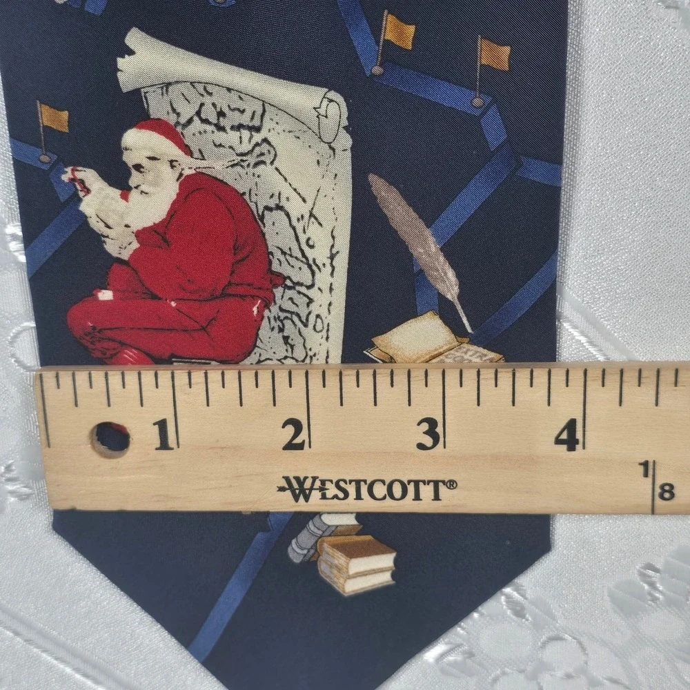 Saturday Evening Post Tie Mens OS Santa Claus Navy Silk Holiday Christmas EUC